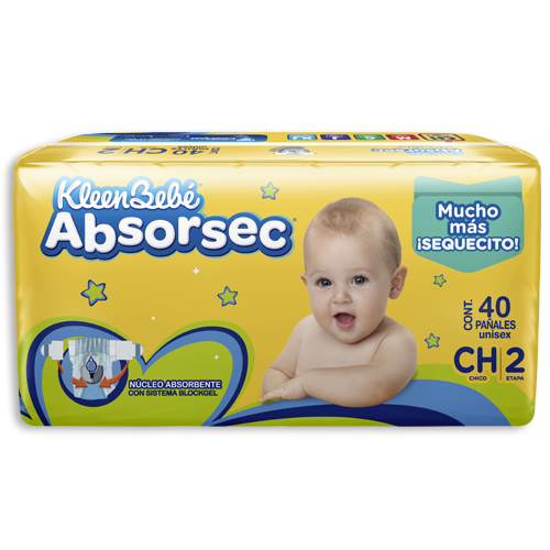 KleenBebé® Absorsec® Si buscas un pañal que sea ultra absorbente y mantenga sequecito a tu bebé, este pañal es el ideal.