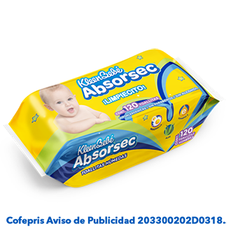 KleenBebé® Absorsec® Toallitas 120pz