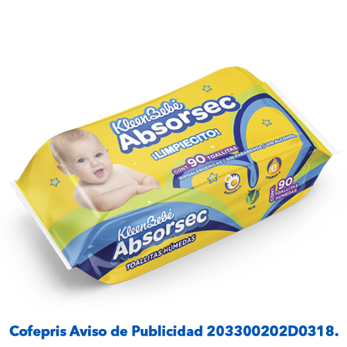 KleenBebé® Absorsec® Toallitas 90pz