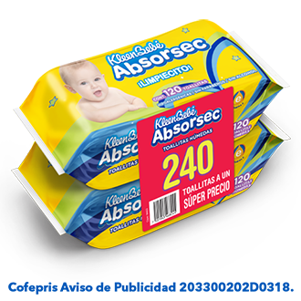 KleenBebé® Absorsec® Toallitas 240pz