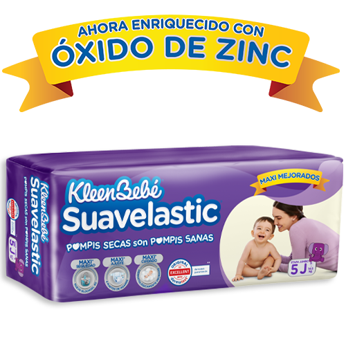 KleenBebé® Suavelastic® El pañal que mantiene seco a tu bebé por mucho más tiempo