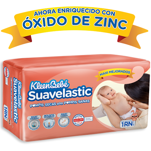 KleenBebé® Suavelastic® El pañal que mantiene seco a tu bebé por mucho más tiempo