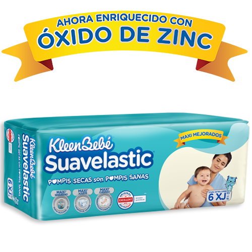 KleenBebé® Suavelastic® El pañal que mantiene seco a tu bebé por mucho más tiempo